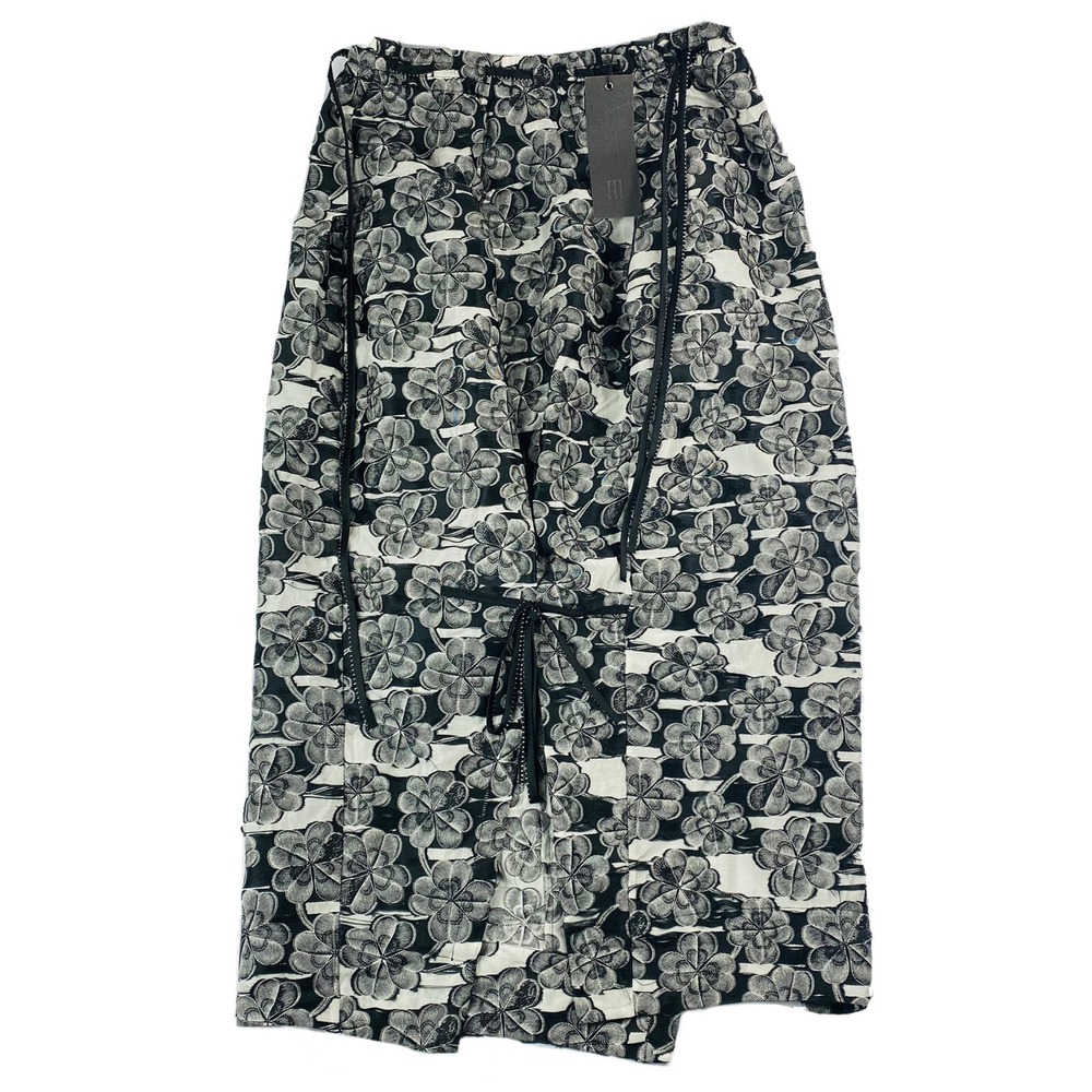 TTT Black Floral Jacquard Skirt Mulberry Silk Black White Size 6 19A-O-C728 NWT